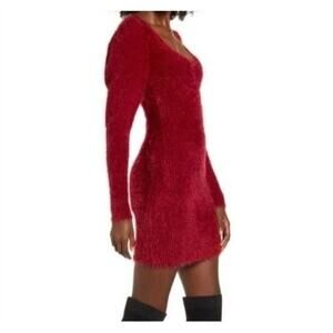 4Sienna NWT Dress Long Sleeve Magenta Fuzzy Bodycon Medium